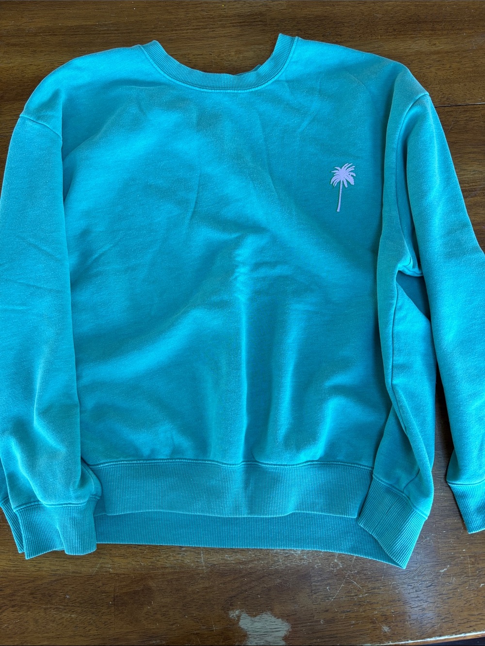 wild fable Turquoise Crewneck Sweatshirt with Pink Palm
